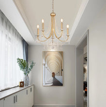 Load image into Gallery viewer, Crystal Chandelier 5-Lights Ceiling Light Pendant Lighting Fixture Lamp Gold E12
