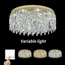 Load image into Gallery viewer, LED Ceiling Light Crystal Chandelier Gold 3 Color Lights 50x21cm
