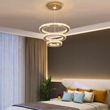 Load image into Gallery viewer, Crystal Gold Chandelier LED Ceiling Lights Pendant Light Dimmable Remote 49W (40+30+20cm)
