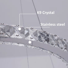 Load image into Gallery viewer, Crystal 2-Rings Chandelier Silver LED Ceiling Lights Pendant Light Dimmable Remote 45W (50+30cm)
