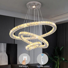 Load image into Gallery viewer, Crystal Silver Chandelier LED Ceiling Pendant Light Dimmable w. Remote (40+30+20cm)
