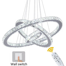 Load image into Gallery viewer, Crystal Silver Chandelier LED Ceiling Pendant Light Dimmable w. Remote (40+30+20cm)
