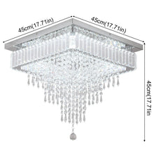 Load image into Gallery viewer, Crystal Square Chandelier LED Ceiling Light Silver Cool White/ 3 Color Lights Dimmable 45cm
