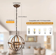 Load image into Gallery viewer, Pendant Light Industrial Globe Lighting Chandelier Hanging Bronze/Black 32cm
