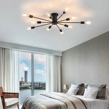Load image into Gallery viewer, Industrial Ceiling Light Mid Century Sputnik Chandelier 10 Lights Black/Black and Gold 87cm

