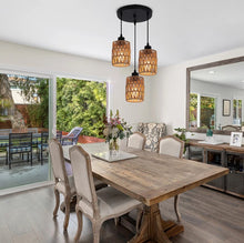 Load image into Gallery viewer, Pendant Chandelier Boho 3 Light Ceiling Light E27 Adjustable Black and Brown
