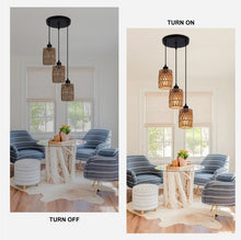 Load image into Gallery viewer, Pendant Chandelier Boho 3 Light Ceiling Light E27 Adjustable Black and Brown
