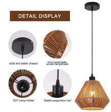 Load image into Gallery viewer, Ceiling Light Shade Natural Woven Pendant Lamp Boho Rattan E27 Black
