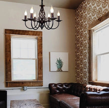 Load image into Gallery viewer, Pendant Light Farmhouse Chandelier Black 6 Lights E14
