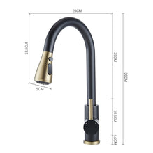 Load image into Gallery viewer, Kitchen Tap Modern Pull-Down Faucet Dual Spray Function Black/Gold Finish
