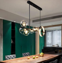 Load image into Gallery viewer, LED Dining Table Chandelier Height-Adjustable Black Ceiling Light
