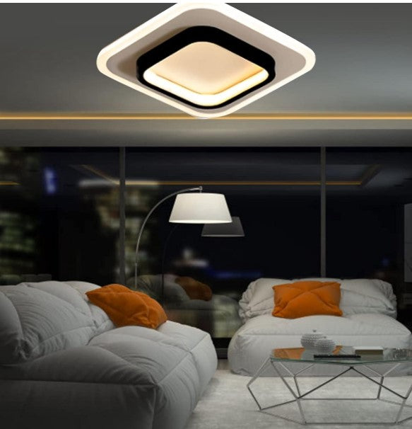 Modern LED Ceiling Lights Acrylic Square Ceiling Lamp Black Ceiling Lighting Fixture for Hallway Office Bedroom Kitchen Living Room Bedroom 24cm