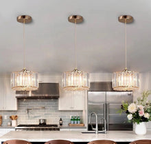 Load image into Gallery viewer, 1 Way Kitchen Island Glass Ceiling Hanging Light Pendant Lamp Gold Crystal Light
