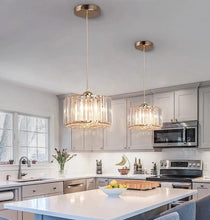 Load image into Gallery viewer, 1 Way Kitchen Island Glass Ceiling Hanging Light Pendant Lamp Gold Crystal Light
