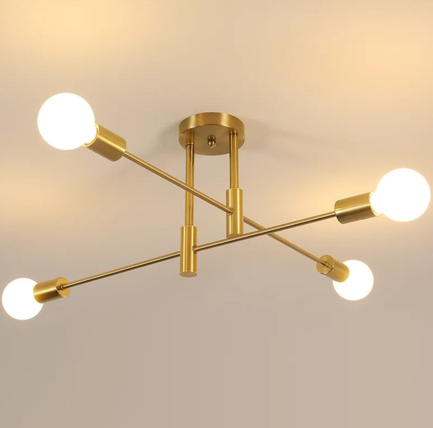 4 Lights Retro Gold Industrial Ceiling Lights Metal E27 Pendant Light Fixture