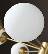 Load image into Gallery viewer, Modern Gold Chandelier Frosted White Globe Shade E27 Metal Ceiling Light 72cm Semi Flush Mount
