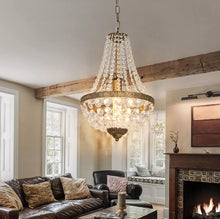 Load image into Gallery viewer, Crystal Chandelier Ceiling Light Pendant Light Gold/Black Height Adjustable E27
