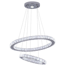 Load image into Gallery viewer, LED Crystal Chandelier Ring Silver Hanging Pendant Light Warm White/ 3 Color Lights/Cool White (50+30cm)
