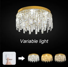 Load image into Gallery viewer, LED Crystal Chandelier Ceiling Light Pendant Light Gold 40/50cm 3 Color Lights
