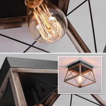 Load image into Gallery viewer, Ceiling Light Flush Mount Fixture Black/Wood Color Metal Vintage Lamp 25cm
