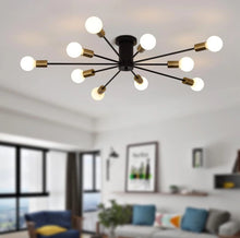 Load image into Gallery viewer, Industrial Ceiling Light Mid Century Sputnik Chandelier 10 Lights Black/Black and Gold 87cm
