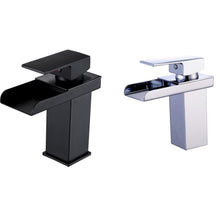 Load image into Gallery viewer, Waterfall Faucet Chrome/Black Basin Tap Single Handle Brass Tap Cold Hot Water Function

