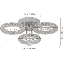 Load image into Gallery viewer, Chandelier Silver LED Ceiling Light Modern Crystal Cold White 42cm 3 Ring Design
