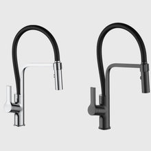 Load image into Gallery viewer, Kitchen Tap Silver/Anthracite Grey Swivel Modern Pull Down Sprayer Stainless Steel
