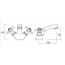 Load image into Gallery viewer, Basin Tap Classic Dual Handle Bathroom Basin Mixer Tap Chrome Finish
