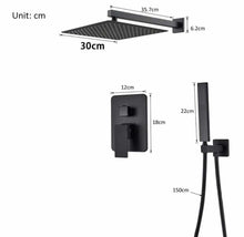 Load image into Gallery viewer, Concealed Rear Wall Matte Black Shower Mixer System Shower Set Wall Mounted
