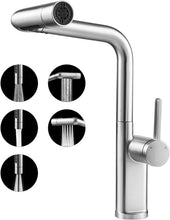 Load image into Gallery viewer, Kitchen Tap 5‑Mode Faucet Mixer Pull‑Out Spray 360 Swivel Brushed Nickel &amp; Chrome
