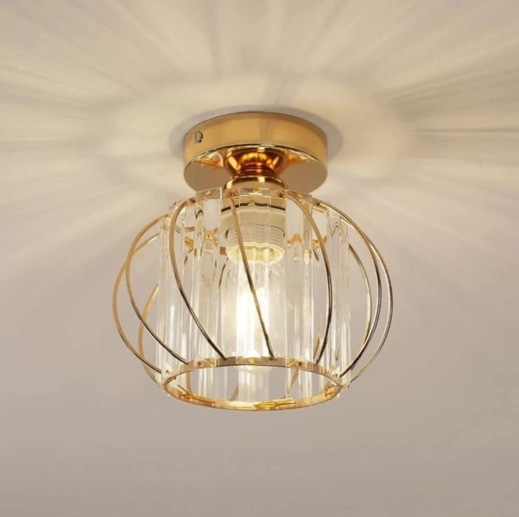 Modern Flush Mounted Ceiling Light Gold Crystal