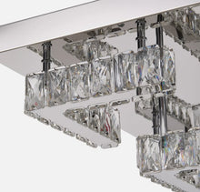 Load image into Gallery viewer, LED Ceiling Light Modern Luxury Crystal Rectangular Flush Mount Silver 55 cm Cool White
