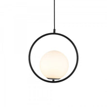 Load image into Gallery viewer, Modern Metal Circle Glass Globe Shaped Pendant Ceiling Light Black E27
