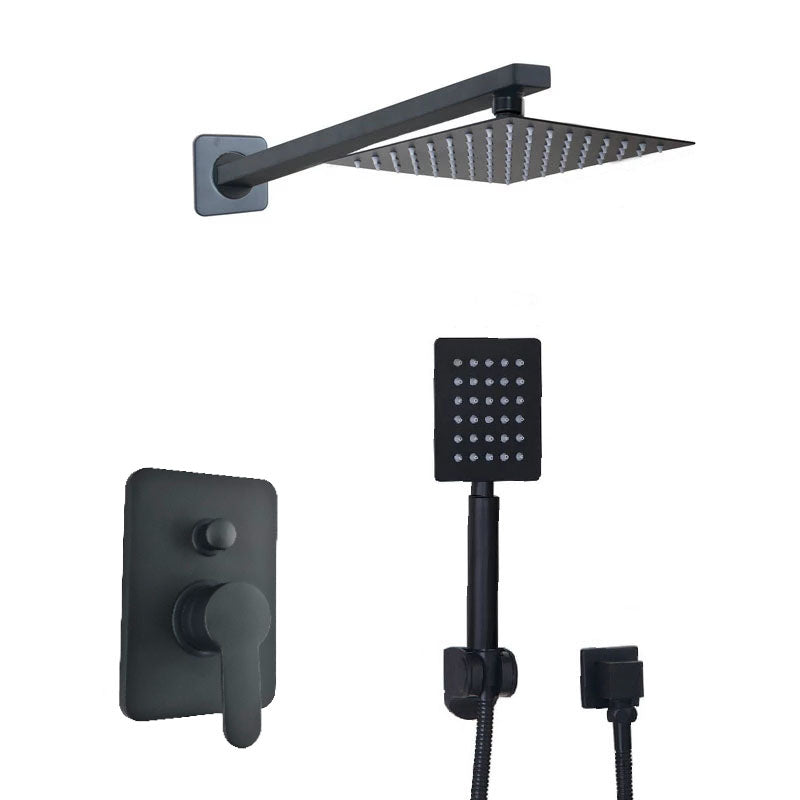 Concealed Rear Wall Black Matt Square Shower Set Mixer Square Head