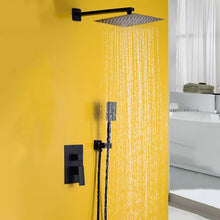 Load image into Gallery viewer,  Concealed Rear Wall Black Matt Square Shower Set Mixer Square Head
