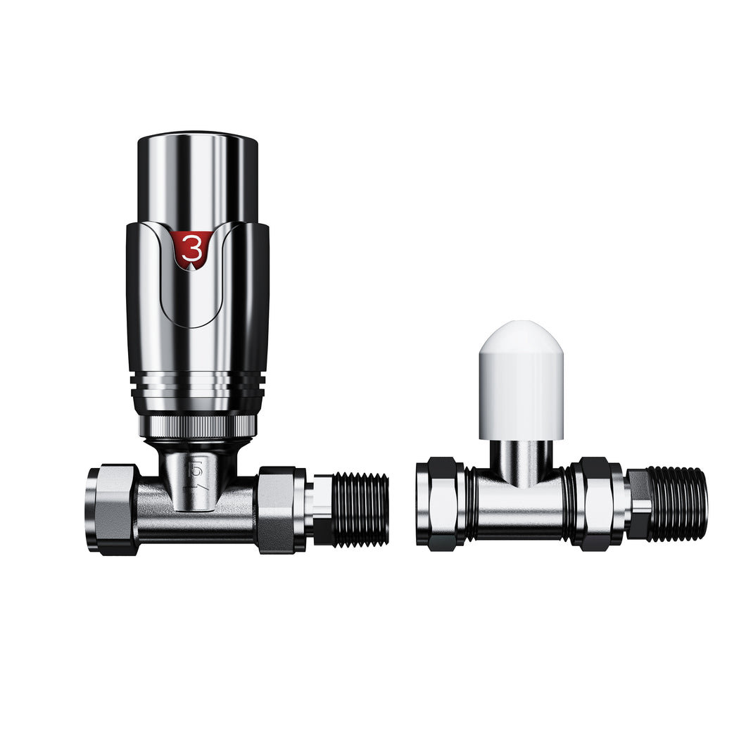 Thermostatic Valve Thermostatic and Manual Control Corner Towel Radiator Valves15mm Pair Chrome