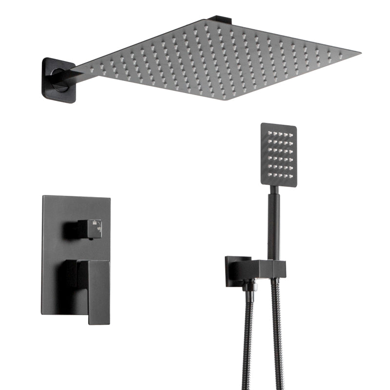Concealed Rear Wall Black Matt Square Shower Set Mixer Square Head